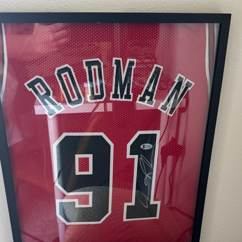 Signed & Framed Dennis Rodman #91 Bulls Jersey with Certificate of Authenticity
